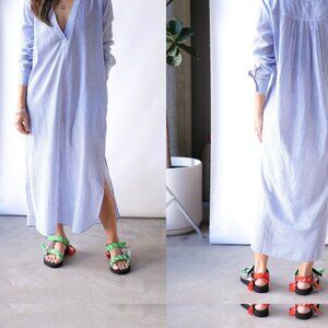 NILI LOTAN Raven Blue Striped Midi Dress